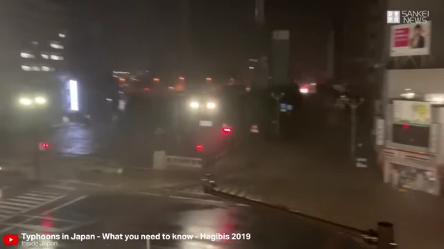 Flooding and strong winds during Typhoon Hagibis in Japan