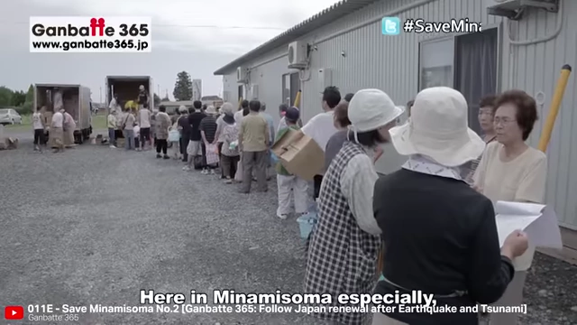 Residents lining up for relief supplies in Minamisoma after the disaster