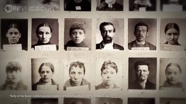 A grid of historical mugshots, illustrating California's forced sterilization victims