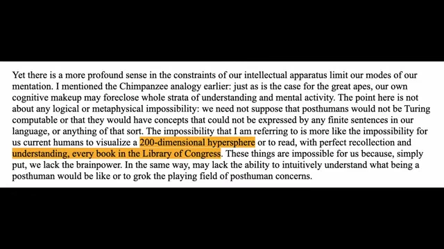 A quote from Nick Bostrom's essay describing theoretical posthuman cognitive capabilities