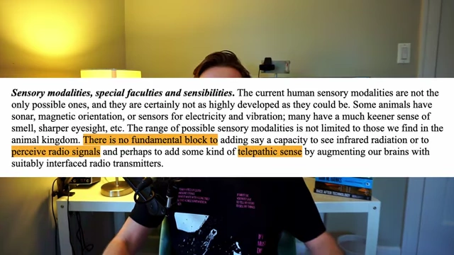 A quote from Nick Bostrom's essay about enhanced sensory modalities like telepathic sense
