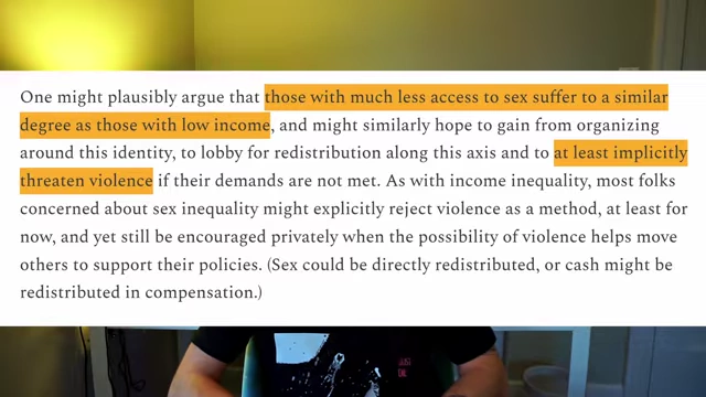 A quote from Robin Hanson's blog post discussing 'incels' and threatening violence