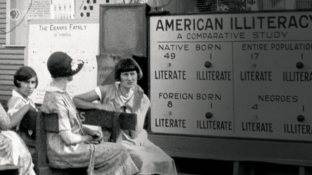 A close-up of the 'American Illiteracy' chart from the Eugenics Exhibit