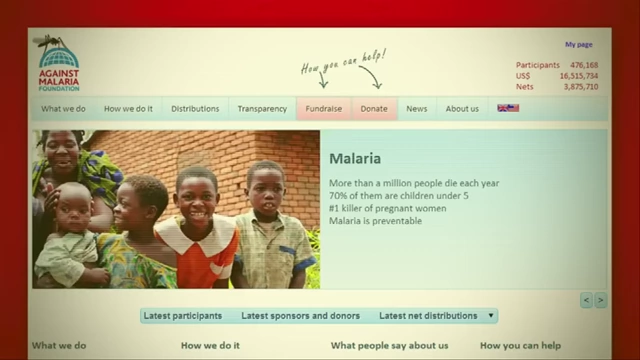 A screenshot of the 'Against Malaria Foundation' website