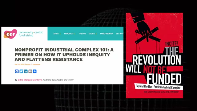 Covers of 'Nonprofit Industrial Complex 101' and 'The Revolution Will Not Be Funded'
