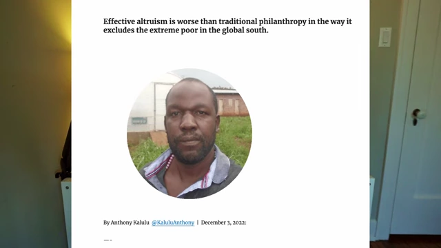 An article by Ugandan farmer Anthony Kalulu critiquing effective altruism