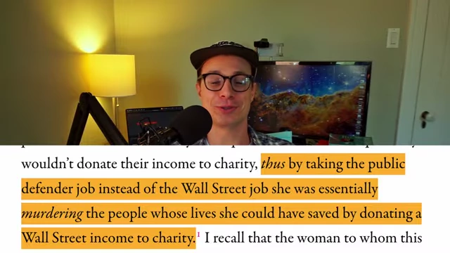 A quote illustrating the extreme 'earn to give' logic leading to 'murdering' people
