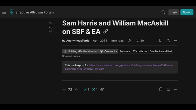 A post from the 'Effective Altruism Forum' discussing SBF