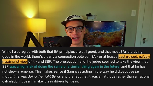 A comment from the EA forum blaming SBF's actions on a 'naively maximalist view'