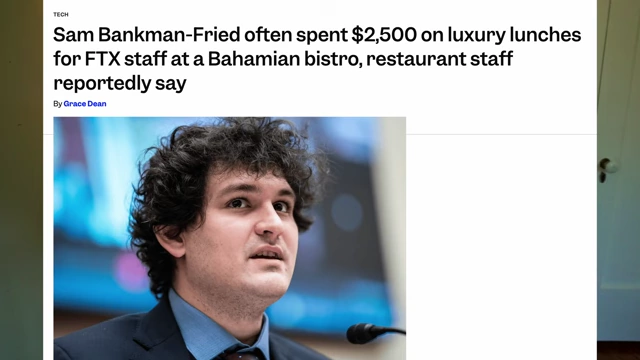 A news headline about Sam Bankman-Fried's luxury lunches