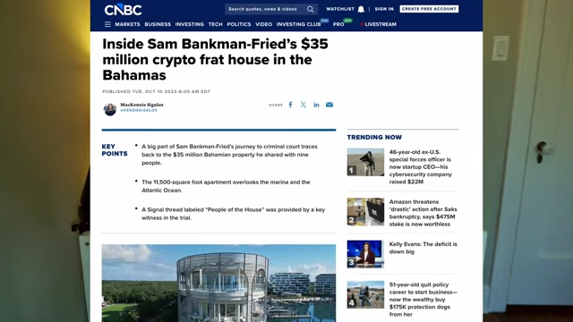 A news headline about Sam Bankman-Fried's 'crypto frat house'