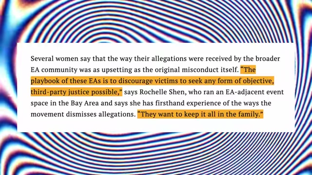 A quote from Rochelle Shen on EA's playbook to discourage victims from seeking justice