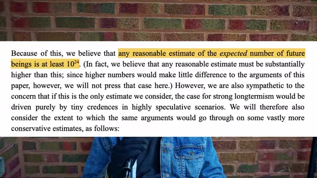 A quote from a paper by MacAskill and Greaves on the estimated number of future beings