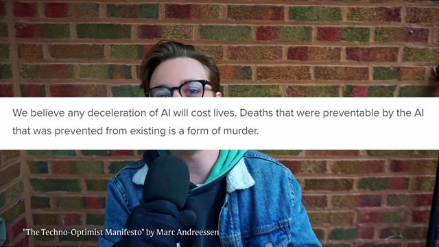 A quote from Marc Andreessen's 'Techno-Optimist Manifesto' on AI preventing deaths