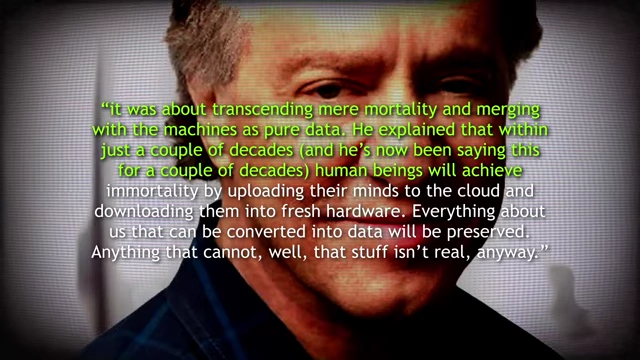 A quote from Ray Kurzweil about achieving immortality by uploading minds to the cloud