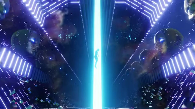 A futuristic digital portal with a human silhouette, symbolizing a digital utopia