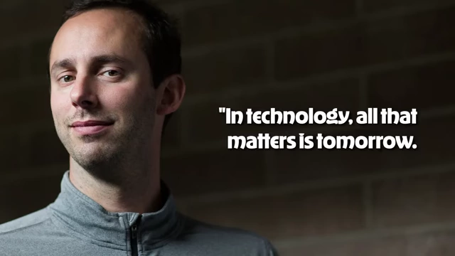 A quote from Anthony Levandowski saying, 'In technology, all that matters is tomorrow'