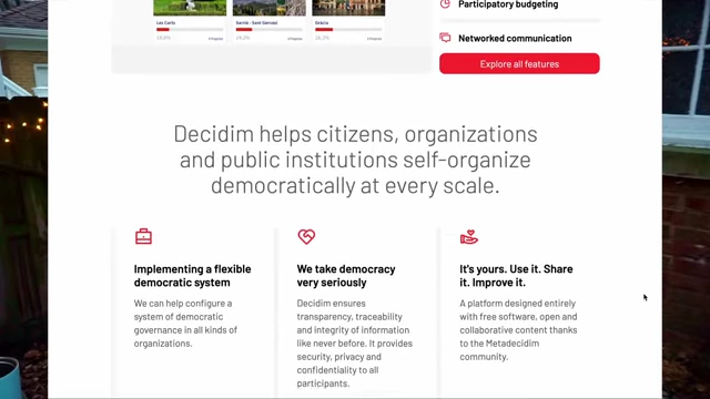 A screenshot of the 'Decidim' platform website
