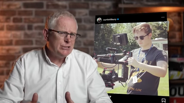 Curtis Tilbury, the speaker's son, working with professional camera equipment