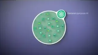 A visual representation of a general-purpose AI coordinating multiple specialized AI modules, resembling a complex multi-tool with many functions.