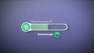 A visual representation of a general-purpose AI filling a progress bar labeled "Good enough," suggesting that AI might achieve sufficient capability rather than infinite improvement.