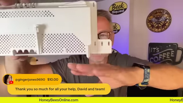 A Bee Smart Robber Screen, which also functions as a mouse guard, being demonstrated.