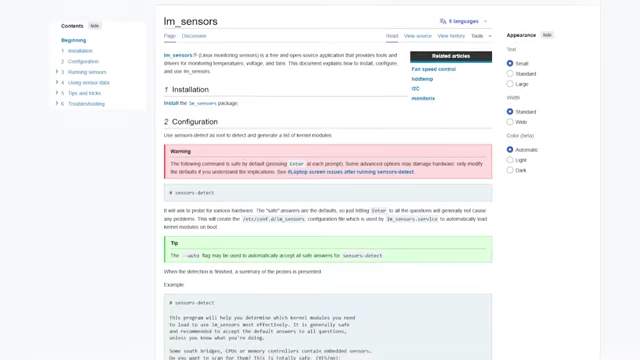 LM sensors工具介绍页面，用于Linux系统内存温度监测