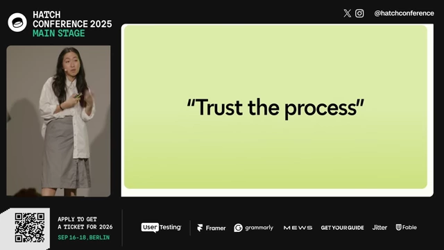 A slide explicitly stating the talk's main point: "Trust the process."