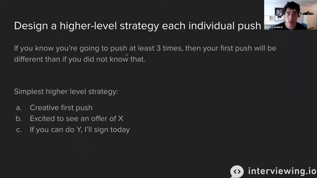 Suggested three-push strategy for negotiation