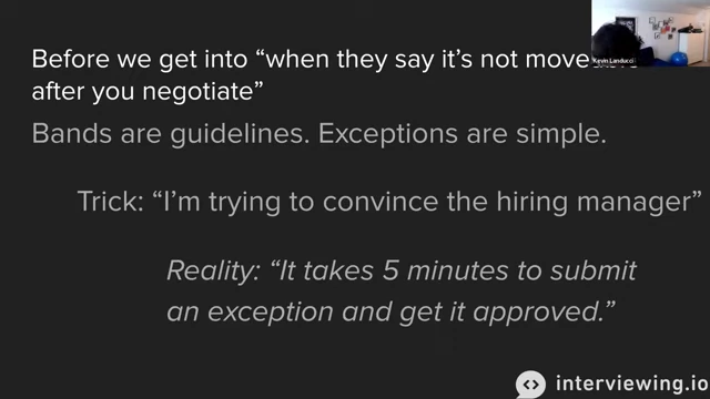 Fact check on recruiter's claim that exceeding salary bands is difficult