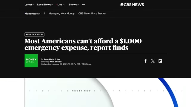 Most Americans can't afford a $1,000 emergency expense, report finds.