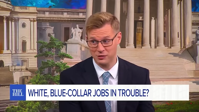 News segment discussing "White, Blue-Collar Jobs in Trouble?" due to AI.
