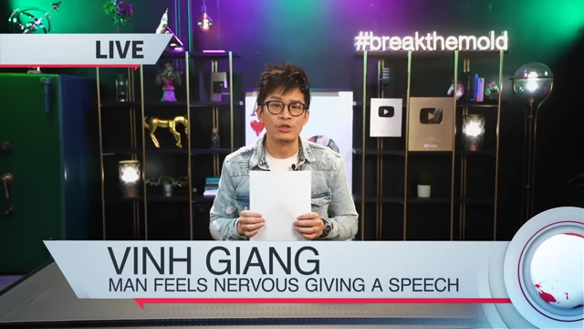 The speaker 'reporting' a story about a speech in a news anchor style.
