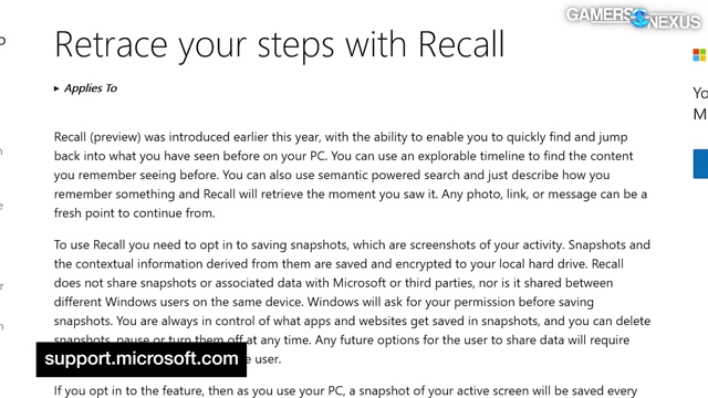 Windows Recall功能界面，展示了其记录用户活动快照的能力