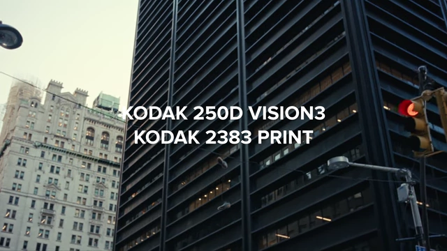 On-screen text indicating the reference film stocks: Kodak 250D Vision3 and Kodak 2383 Print.