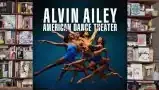 The logo for the Alvin Ailey American Dance Theater with dancers.