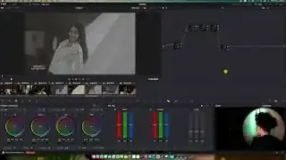 DaVinci Resolve interface showing the node tree and color wheels