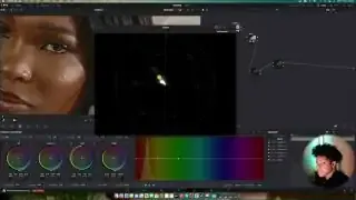 Vectorscope showing skin tone adjustment from yellowish to magenta for a chocolatey look