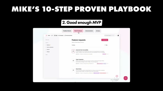 Screenshot of Frill.co's feedback and roadmap interface, representing a "good enough" MVP