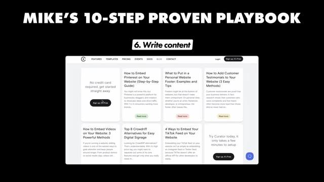 Screenshot of Curator.io's blog page with various articles for content marketing