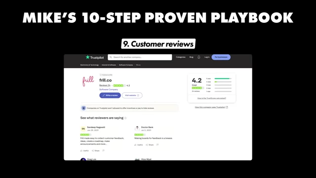 Screenshot of Frill.co's Trustpilot review page, showing customer ratings and feedback