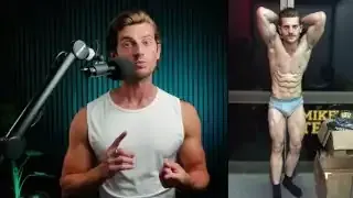 The speaker's before and after transformation, showcasing a lean physique after losing belly fat.