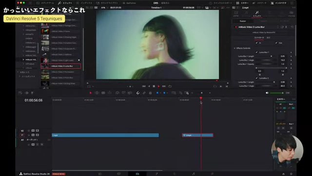 Applying the 'Luma Blur' effect from mMusic Video 3, which adds a grainy, artistic texture to footage.