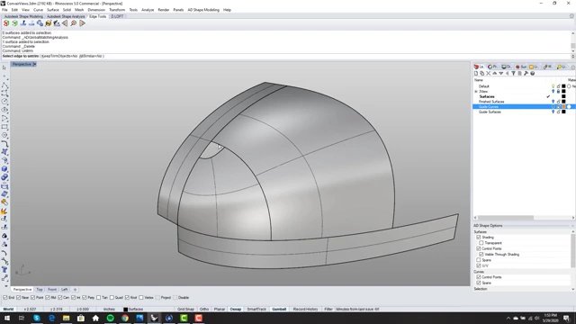 The completed top half of the airliner nose model after iterative matching and trimming.