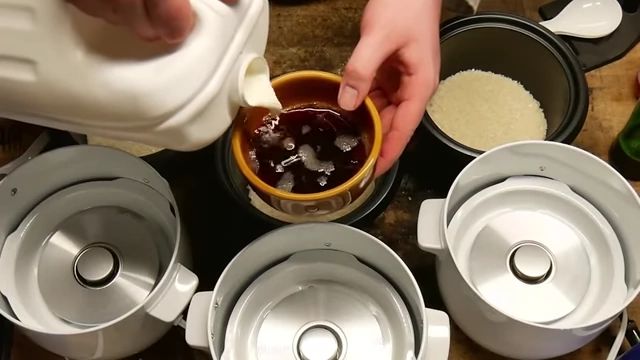 Pouring milk into a bowl for the Pilk mixture.