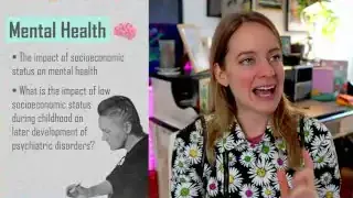 The speaker explains how to narrow down a general topic like 'Mental Health' to a specific research question about socioeconomic status and psychiatric disorders.