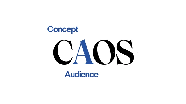 The "CAOS" method acronym, breaking down into Concept, Audience, Offer, and Sales.