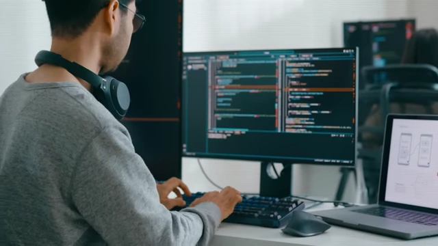 Developer using a coding assistant running suggestions locally