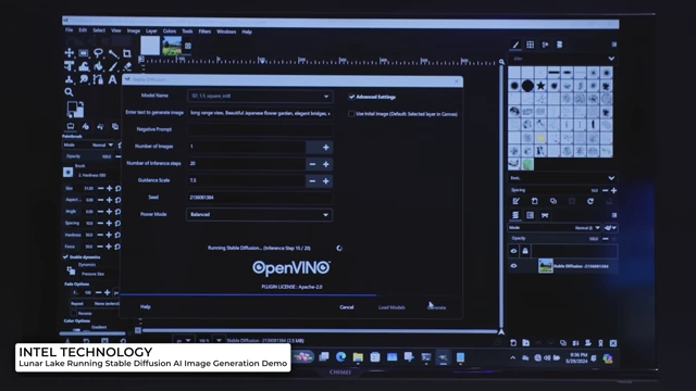 Intel Lunar Lake running Stable Diffusion AI image generation