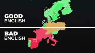 Map showing the clear North-South divide in English proficiency across Europe.